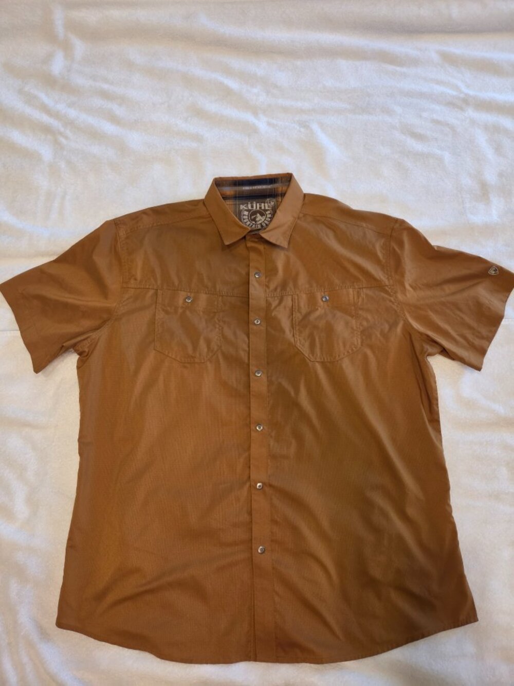 Kuhl Stealth Shirt Men Large Rust Orange Hiking Trail Outdoor Button Up XXL